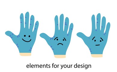 Warning poster. Hands in medical latex gloves.Novel Coronavirus 2019. Pneumonia disease. CoVID-19 Virus outbreak spread..