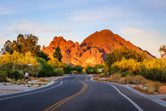 View of Camelback Mountain from a Paradise Valley street.