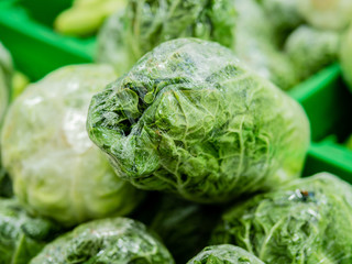 Chinese cabbage. Beijing cabbage is sold on the counter in the supermarket.