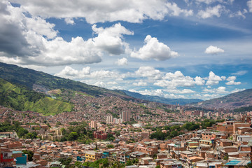 Fototapeta na wymiar Medellín, Antioquia / Colombia February 25, 2018. Escalator of the commune 13 tourist zone of 