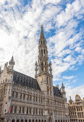 Fototapeta na wymiar Brussels City Hall with towers, Belgium