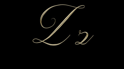 z Z 3D letter render gold on black background