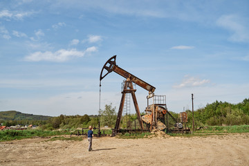 people and oil station oil pump oil extraction