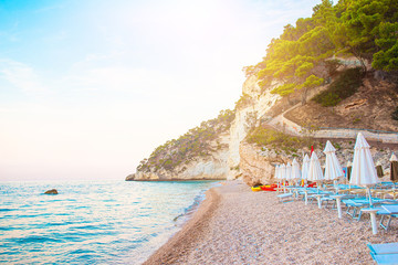 Beautiful beach with clear water in the reserve Gargano