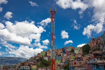 Medellín, Antioquia / Colombia February 25, 2018. Escalator of the commune 13 tourist zone of 