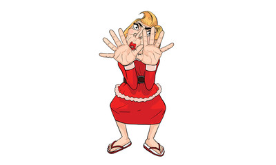 woman action drawing, doodle drawing vector