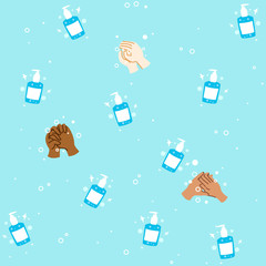 Hand washing with soap seamless repeating background