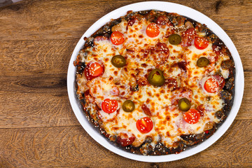 Pizza pepperoni with pepper
