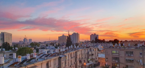 sunset over the city Beer Sheva