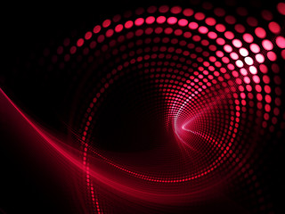 Abstract dark background. Digital art fractal graphics. Composition of glowing lines and mosaic halftone effects. 3d illustration.