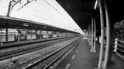 Fototapeta na wymiar Railroad Tracks At Platform