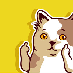 Cute Fat Cat Animals Showing Fuck you, Hand Gesture Vector Illustration - Vector