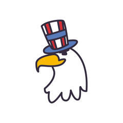 Eagle with usa hat fill style icon vector design