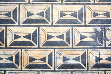 A detail of a facade of granary covered with sgraffito in Branice near Cracow, Poland