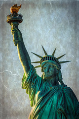 Obraz premium Old photo with the Statue of Liberty, New York, USA