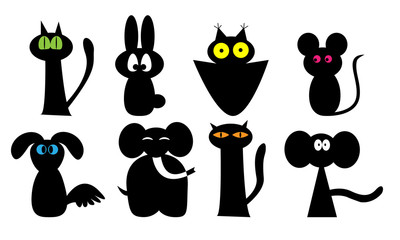 set of black animals