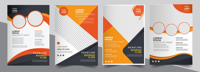 Brochure design, cover modern layout, annual report, poster, flyer in A4 with colorful triangles - obrazy, fototapety, plakaty