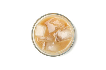 Glass of ice coffee isolated on white background
