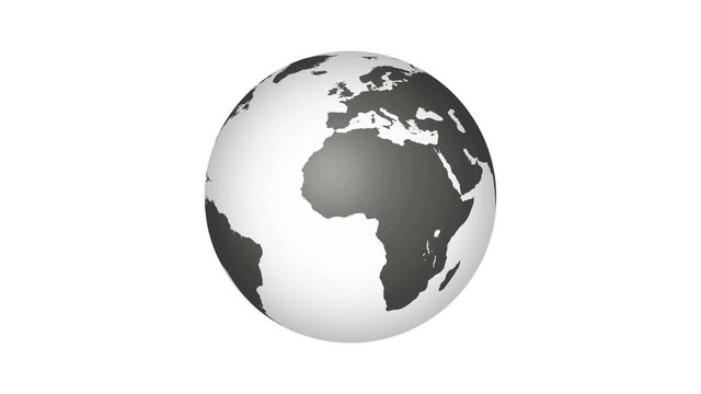 earth black and white globe animation