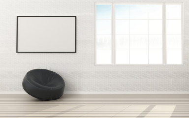 Empty room in condominium.White room with sofa . modern interior design. -3d rendering