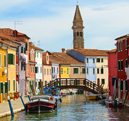 Fototapeta na wymiar bell tower of BURANO in Venice
