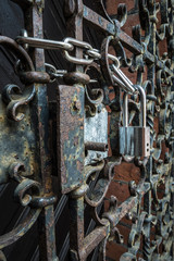 padlock on a rusty door