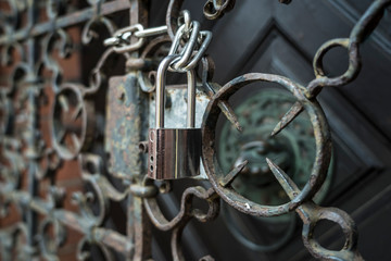 padlock on a church door