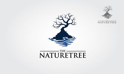 The Nature Tree Vector Logo Illustrating a tree where rock and branches in a layout. This concept could be used for recycling, environment associations, landscape business.