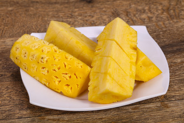 Sliced sweet ripe tasty pineapple