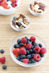 Fresh fruits and nuts in bowl