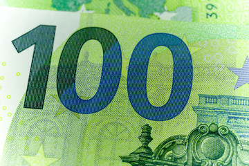 Close up of 100 euro notes - selective focus