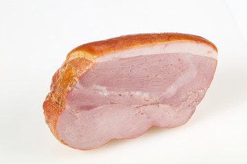 Smoked pork meat over white background