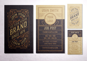 Vintage Business Card Layout with Ornaments 