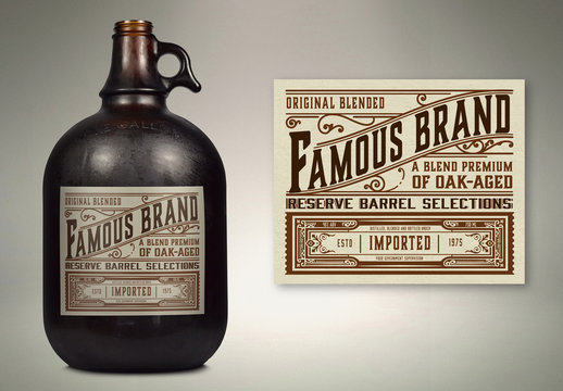 Vintage Liquor Bottle Packaging Layout 