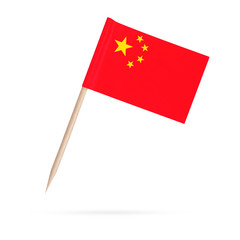 Miniature Flag China. Isolated toothpick flag from China on white background
