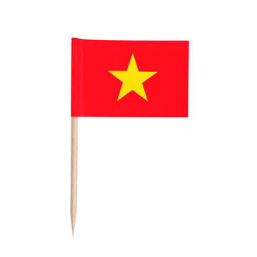 Miniature Flag Vietnam. Isolated toothpick flag from Vietnam on white background