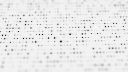 Halftone pattern. White composition. Glitch background. Gradient design background. Abstract dotted background. Blurry points. 3d rendering.