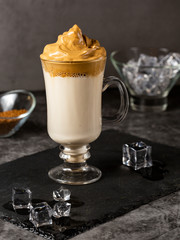 Dalgon's iced coffee, trendy fluffy creamy whipped coffee.