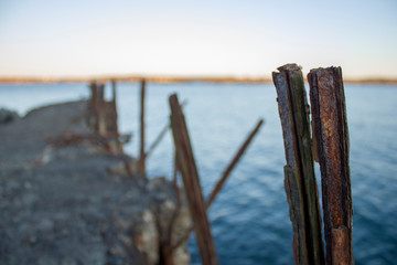 old concrete pier on the island