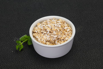 Raw oats in the bowl