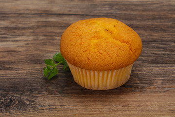 Sweet tasty muffin served mint