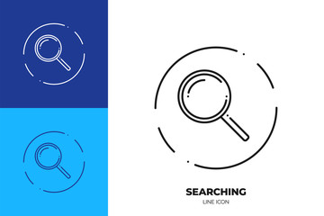 Magnifying glass line art vector icon. Outline symbol of internet search.