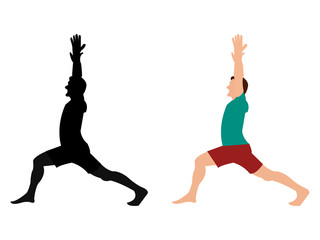 Fototapeta na wymiar Men activities. Set of Men doing sports, yoga, dancing, Pilates, jumping, fitness. Sport men vector modern flat illustration isolated on white background