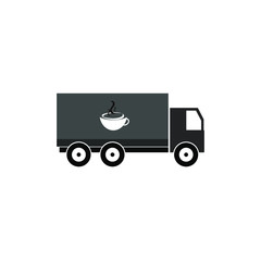 Logo, delivery service, truck with the image of coffee, vector illustration
