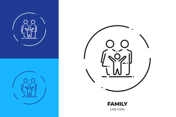 Family line art vector icon. Outline symbol of group of people.