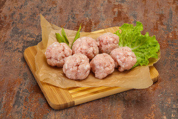 Homemade raw pork minced meatball for cooking