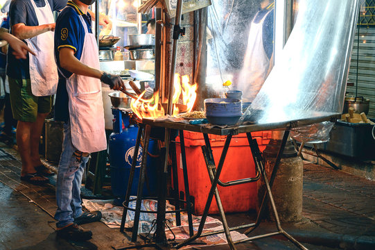 Street food, Yaowarat road at night, a popular place for travelers Bangkok Thailand. ‎May ‎10, ‎2020