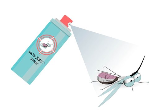 Spray kills the mosquito. Pest control. Means against parasites.Vector illustration.