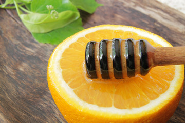 
Honey, a natural, healthy product on a white plate.