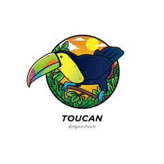 Obraz na płótnie Canvas toucan bird cartoon bird with forest background